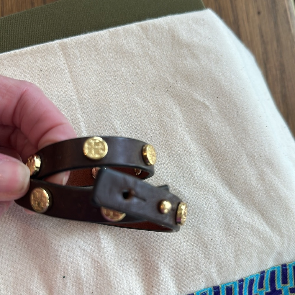 Tory Burch Dark Brown Leather wrap bracelet  with Gold Accents - Picture 4 of 5